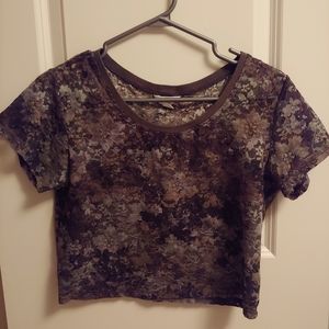 Mesh camo crop top